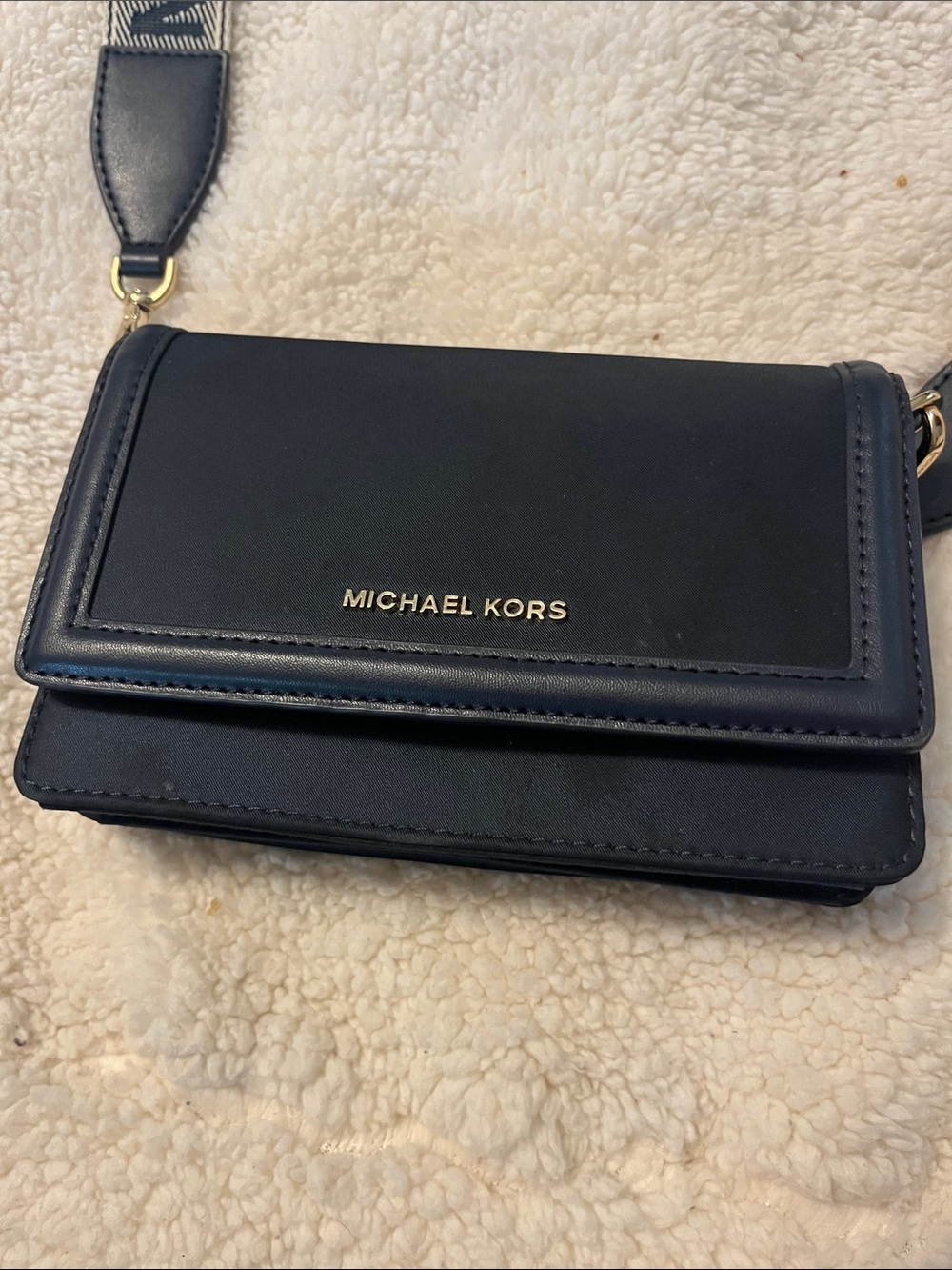 Michael Kors Navy Leather Crossbody with Branded Strap - Picture 2 of 5